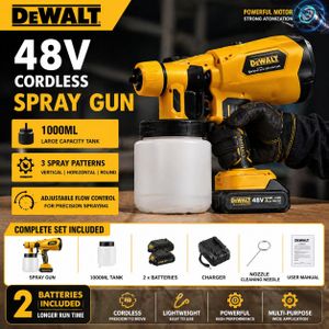 Dewalt Powerful 48v cordless spray gun 1000ml tank 2 batteries