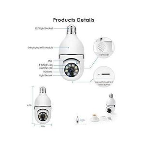 HD 1080P Wireless Light-Bulb Security Camera, Work with WiFi, Motion Auto Tracking, 2 Way Audio, Spotlight Night Vision, E27 Screw-in CCTV Camera Bulb