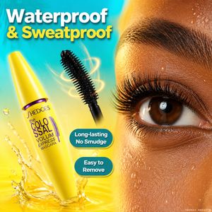 Waterproof Mascara, Long Lasting Volumizing Curling Black Mascara for African Makeup