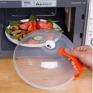 Heat-Resistant Microwave Food Cover – BPA-Free Plastic Splatter Guard with Steam Vent & Orange Handle