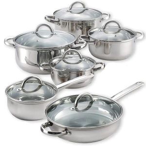Bominox 12pcs Stainless Steel Cookware Sets with Transparent Glass Lid