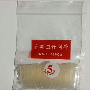 Yue Cai Size 5 Artificial ADD-ON NAILS Clear Ready For Gluing NAIL POLISH/ENAMEL/LACQUER Flexible Anti-Breakage cf