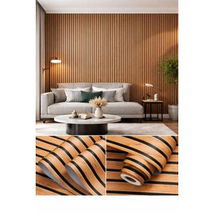 Self- Adhesive Wallpaper Flute Panel Design - Brown-5M