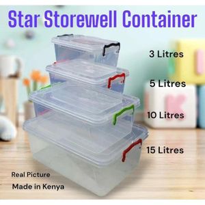 Star 4pc Storewell Rectangular Containers – 3L, 5L, 10L, 15L designed to keep your food items, groceries, or household essentials fresh and well-organized
