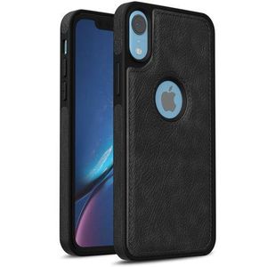 iPhone XR Black Full Hard Case Classic Soft PU Leather Cover Case, Protective Phone Case