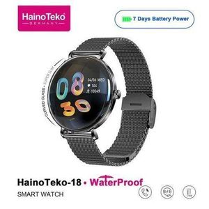 Smartwatch 18 Waterproof Smart Watch With Round Shape AMOLED Display BT Calling Support 3 Pair Straps and Charging Cable Designed for Ladies Black