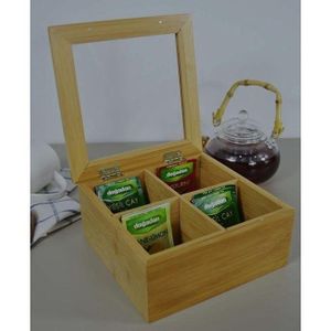 4 compartment Bamboo TEA bag organizer