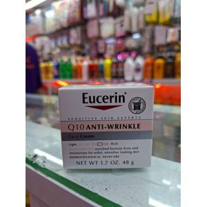 Eucerin Q10 Anti-Wrinkle Face Cream with Beta Carotene. Removes Wrinkles, Fine Lines, Firms, Moisturizes, Smooths, Softens, Is Anti-Aging, Protects the skin, Glows & Evens the skin ComplexionHyperpigmentations, Slows aging, Brightens, Glows, Smooths & Nourishes