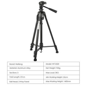 Weifeng WF-3520 Universal Aluminum Tripod for Cameras 360° Rotation Pan Head Travel Video Photography Stand