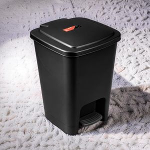 Durable Plastic Tight Lid Hands Free Waste Disposal 30L Black Hard Plastic Step Pedal Waste Garbage Dust Bin 