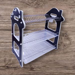 Dish rack 3 layer wooden black