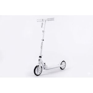 Teen Foldable Scooter with Steel Deck, 200mm PU Wheels, ABEC-5 Bearings, Rear Foot Brake, Adjustable Handlebar 91–101cm, Max Load 100kg – White