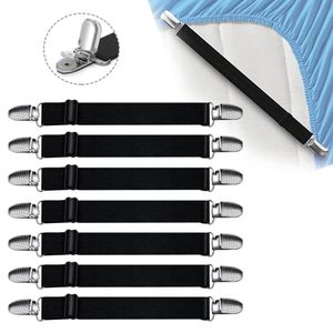 8Pcs Adjustable Bed Sheet Straps Clips Elastic Mattress Sheet Fasteners Holder and Suspenders Grippers to Hold Sheet Mattress Sofa Couch Table Cloth Upgrade Non Slip Sheet Clips Black