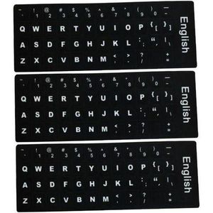 English Keyboard Stickers, 1 Pack Replacement Keyboard Letters Sticker with White Font on Black Background