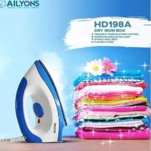 AILYONS HD 198A Dry Ironbox Compact Lightweight Electric Iron with Non-Stick Sole Plate Overheat Protection and Adjustable Temperature for Smooth Wrinkle-Free Clothes