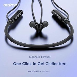 Oraimo  OEB-311 Necklace Lite Call Vibration Alerts, Wireless Neckband Magnetic Earbuds With Noise Cancellation, IPX4 Wterproof up to 30 hours playtime, type C , can connect two devices at one time - black