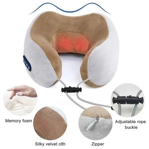 Portable U-Shape Cervical Neck Pillow Massager – Electric Heat & Vibration Neck & Shoulder Relaxation Device