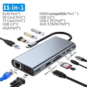 11 IN 1 USB Hub with Ethernet Port VGA and HDMI Port USB C