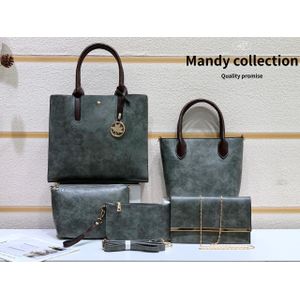 Grey 5 in 1 Stylish Ladies & Women Leather Official Handbags & Sling Bags 