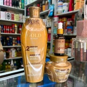 Pure White Gold Glowing Unifier Maxi Tone Lotion, cream and serum