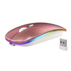 Wireless  Bluetooth + 2.4G Dual-mode Rechargeable LED Optical Mouse - (Rose Gold)