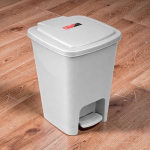 30L Gray Hard Plastic Hygienic Disposal Durable Design Step Pedal Waste Garbage Dust Bin