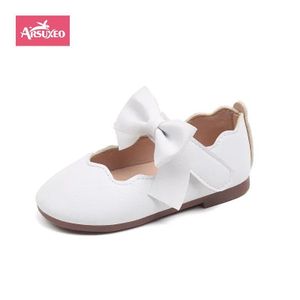 Arsuxeo Girls Mary Jane Shoes Children Bow Round-toe Bow Kids Soft Moccasin Shoes