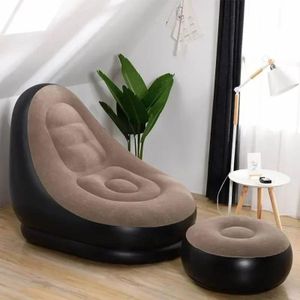 Inflatable Leisure Bean Bag Sofa Lazy Couch Bag Chair Outdoor Folding Lounger Bed Puff Up Seat Pouf Bag Tatami with Footstool