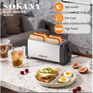 Sokany 4 Slice pop up bread toaster, sandwich Compact Stainless Steel Toaster with Extra-Wide Slots for Bread, French Toast, Bagels & Pastries, Defrost & Reheat Functions, Removable Crumb Tray