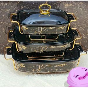 3pcs Black gold Ceramic chaffing dish
