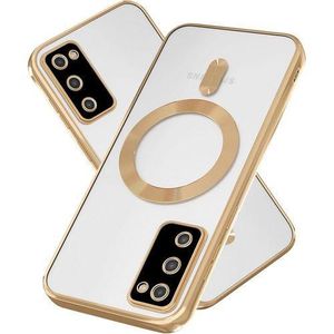 Gold Electroplated Clear Case With Magnet, Compatible With Magsafe, Supports Wireless Charging, Case Cover for Samsung Galaxy S20 FE