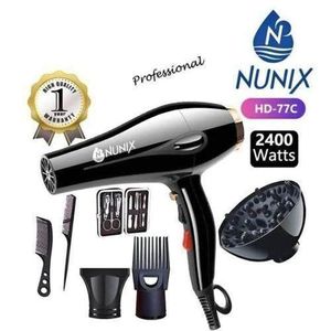 Nunix HD-77C commercial hair dryer: 2Air speed setting(LOW/HIGH), Professional cord withcable tie& hang loop,Suitable for all hair types, Ideal for use by both men and women, 2400W PROFESSIONALHAIR BLOW DRYER FOR HOME/PROFESSIONAL USE