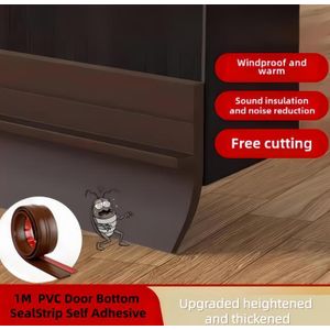 PVC Door Bottom Seal Strip/Self Adhesive Door Window Weatherstrip/  Draft Stopper Door Seal/Anti-Cold Gap Blocker-Brown