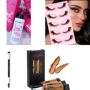 Makeup kit set -3pcs concealer, angled brush, 5pcs Eyelashes, makeup fixer + FREE Gift BAG