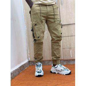 Beige non-fade button down cargo pants