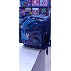 Playgroup Backpack – Sonic Cartoon Character Print, Dark Blue