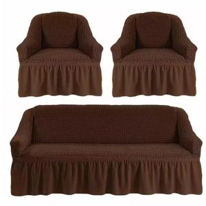 Buble Stretch Turkish Sofa Covers 5-Seater Set 3:1:1 Chocolate Brown