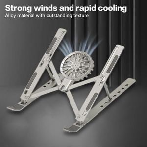 Foldable Aluminum Laptop Cooling Stand with Detachable Fan, Adjustable 7-Level Holder for 14-18 Inch, Silver