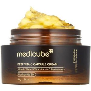 Medicube Deep Vita C Capsule Cream with Niacinamide & Alpha arbutin. Moisturizes, Fade Dark Spots, Pigmentations, Acne Marks, Blemishes, Brightens, Evens, Firms, Improve Elasticity & give a Glass Glow