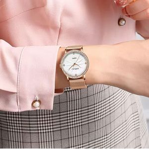 CRRJU Ladies Luxury Mesh Strap Watch – Stainless Steel, Water Resistant, Elegant Quartz Timepiece