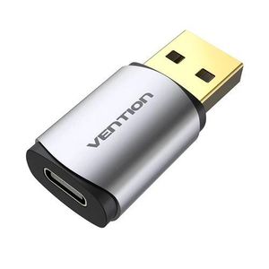 Vention USB to Type-C Sound Card, Gray, Metal Type – External USB Audio Adapter with USB-C Audio Output for Headphones, Microphones & Audio Connectivity
