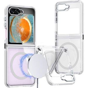 Galaxy Z Flip 6 Compatible With MagSafe Transparent Hard PC Back Soft TPU Bumper Cover 4 Reinforced Corners Shockproof Protection Slim Fit Not-Yellowing Clear