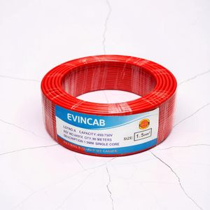 Evin 1.5mm Red Single Core Solid Oil Chemical Resistant PVC Indoor Electrical Wiring Cable