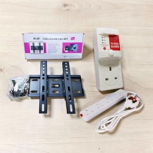 Stable Performance Skilltech 15-43in Tilt TV Wall Mount Bracket + Power King 4Way Power Ext Cable + FREE FK TV Guard 