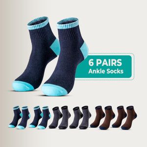 Moloca 6 Pairs Unisex Comfort Fit Ankle Socks Cotton Comfortable Breathable Socks Casual office Everyday Wear,Navy Blue,Grey,Hot chocolate