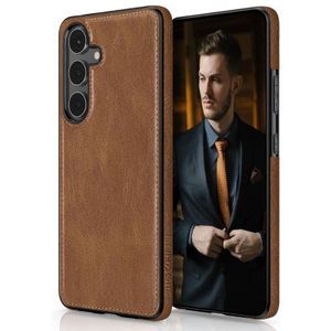 Samsung Galaxy A16 Phone Case, Brown Full Hard Case Classic Soft PU Leather Protective Cover for Second Device