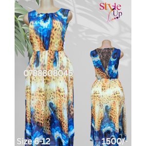 Floral Chiffon Maxi Dress Elastic Waist Sleeveless Classy Exquisite Elegant