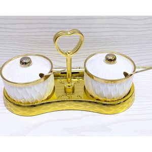 2pcs ceramic sugar dishes with stand