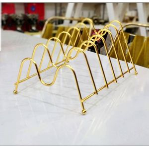 Decorative Gold-Plated Metal Plate Holder Rack Organizer 