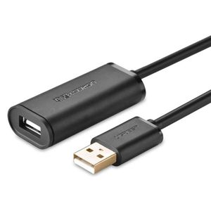 Ugreen US121 USB 2.0 Male to USB-A Female Active Extension Cable, 15M, Built-In Chipset – High-Speed USB Extension Cable for PC, Laptop, Printers & USB Devices